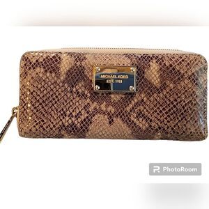 Michael Kors Snake Print Long Zip Wallet